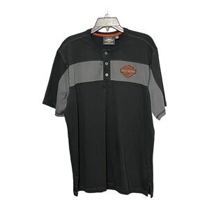 Harley-Davidson Copper-Block Henley Men’s Large Black Pre-Washed Worn-In Look